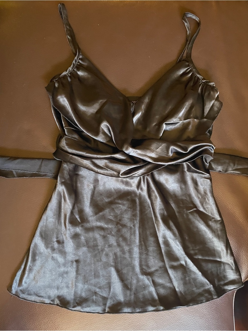 Black Satin Camisole with ties